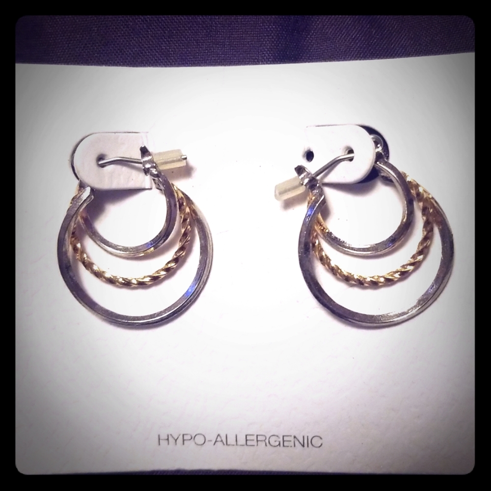 Brand New Triple Hoop Earrings Ear Rings Nwot